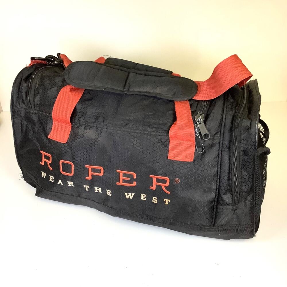 Roper Western Duffle Duffel Bag Black Orange Rodeo Cowboy Gear Gym Wear the West